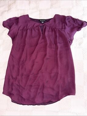 Fortune + Ivy - Adeline Key Hole Mixed Material Blouse